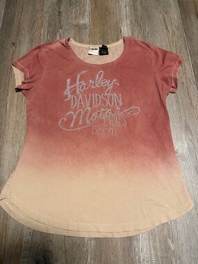 Harley-Davidson Women's Ombre Rust and Tan Short Sleeve Tee